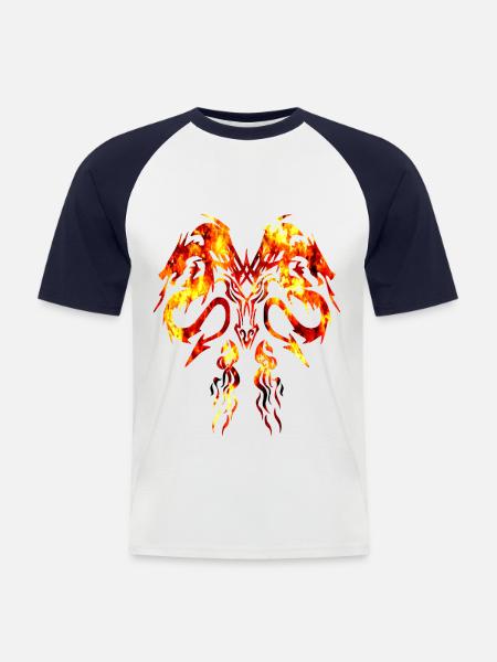 Dragons and Fire - T-shirt baseball manches courtes Homme - blanc/marine