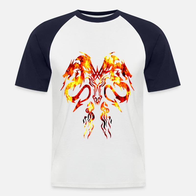 Dragons and Fire - Männer Baseball-T-Shirt - Weiß/Navy