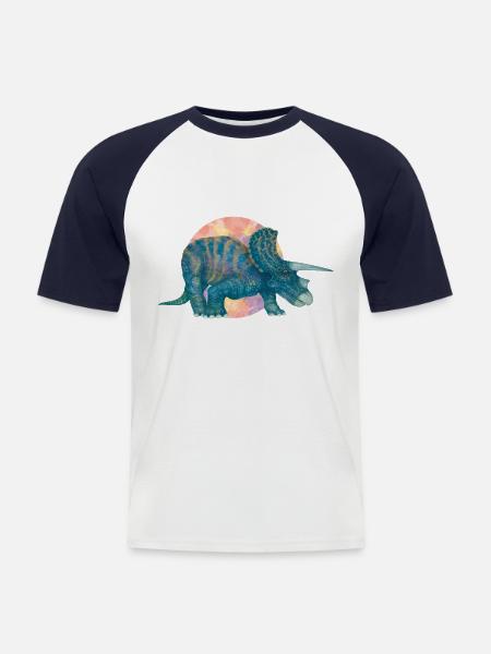 Wild Blue Dinosaur - Men's Baseball T-Shirt - white/navy