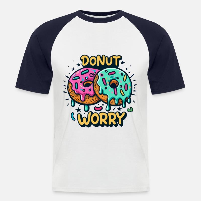 Donut worry - Männer Baseball-T-Shirt - Weiß/Navy