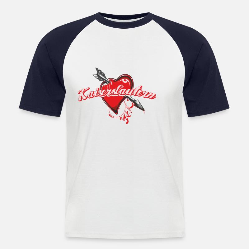 Kaiserslautern - Männer Baseball-T-Shirt - Weiß/Navy