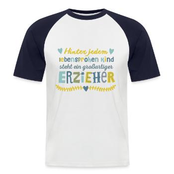 Great educator - Men's Baseball T-Shirt - white/navy - Front - Nik (191cm)