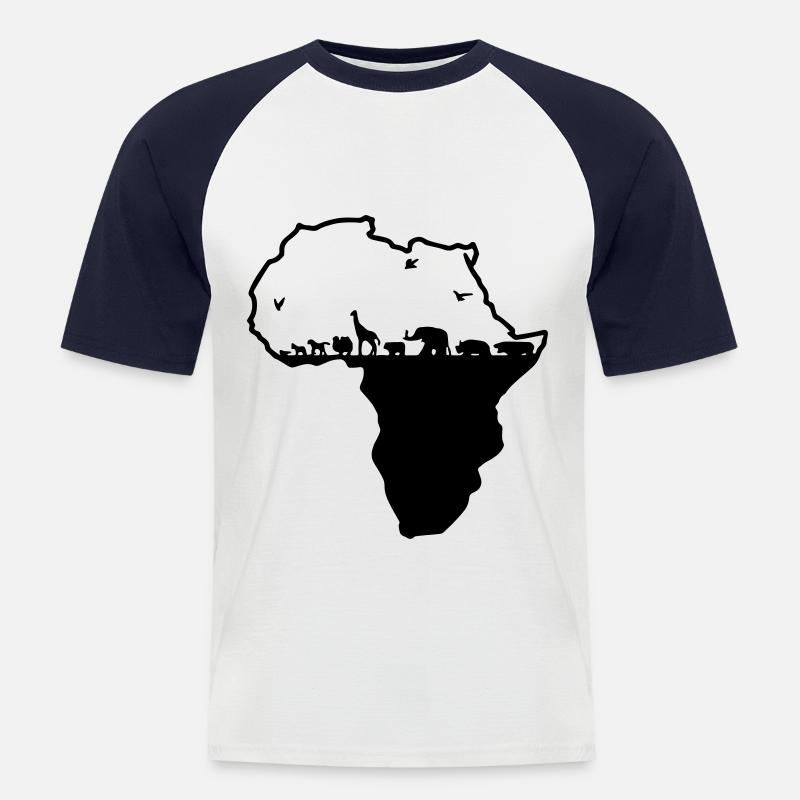 Afrika - Männer Baseball-T-Shirt - Weiß/Navy