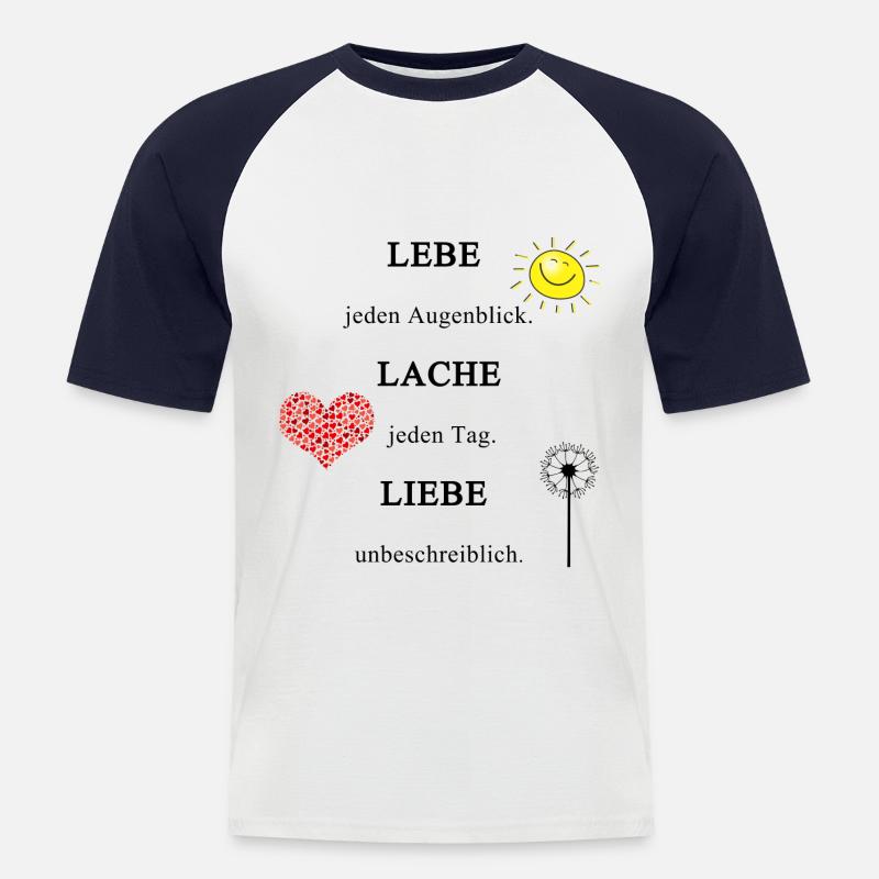 Leben Lieben Lachen Spruch - Männer Baseball-T-Shirt - Weiß/Navy
