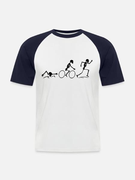 Triathlon - Männer Baseball-T-Shirt - Weiß/Navy