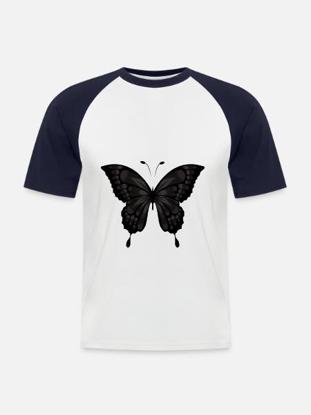 Schwarzer Schmetterling - Männer Baseball-T-Shirt - Weiß/Navy