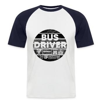 Bus driver vintage bus T-shirt - Men's Baseball T-Shirt - white/navy - Front - Nik (191cm)