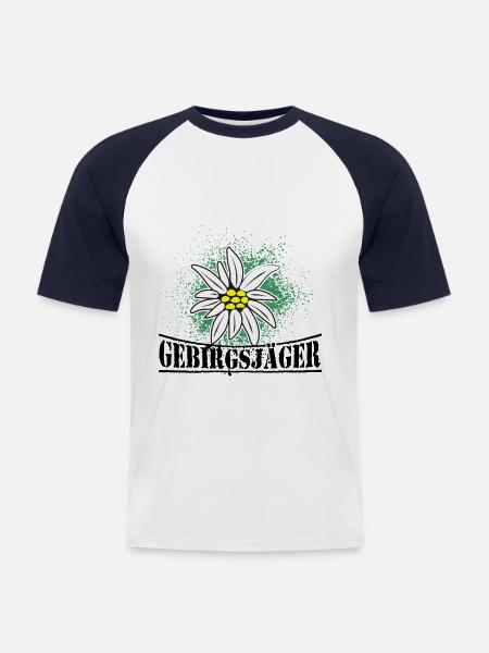 Gebirgsjäger Blume Distel Logo - Männer Baseball-T-Shirt - Weiß/Navy