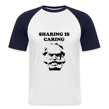 Karl Marx - T-shirt baseball manches courtes Homme - blanc/marine - Devant - Nik (191cm)