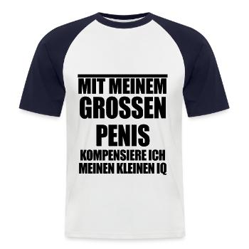 Mit meinem großen Penis - Männer Baseball-T-Shirt - Weiß/Navy - Vorne - Nik (191cm)