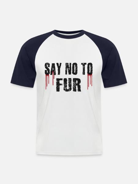 Say no to Fur - Men's Baseball T-Shirt - white/navy