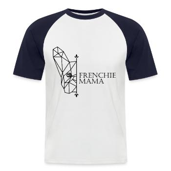 Frenchie Mama - Männer Baseball-T-Shirt - Weiß/Navy - Vorne - Nik (191cm)