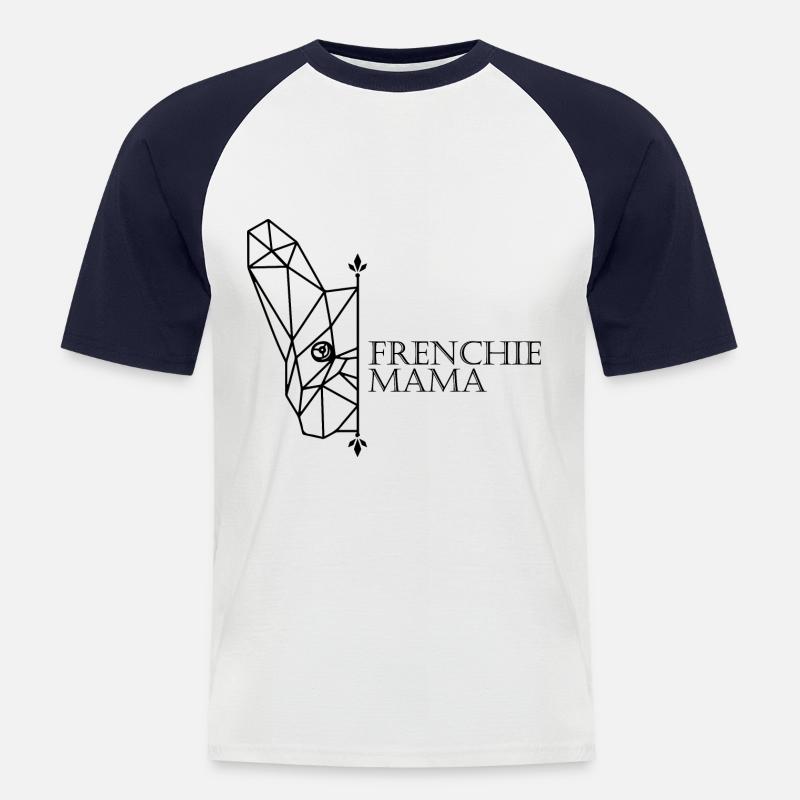 Frenchie Mama - Männer Baseball-T-Shirt - Weiß/Navy