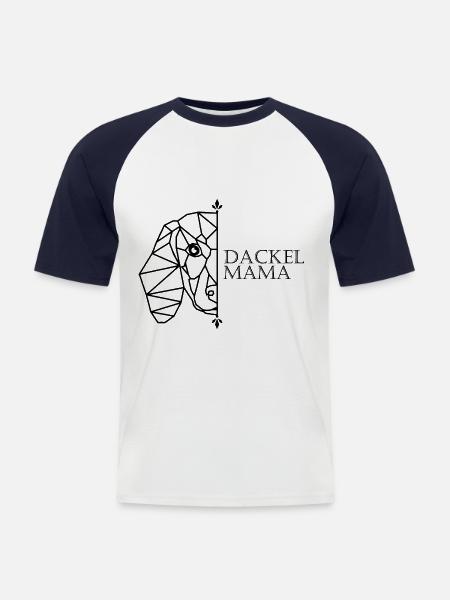 Dackel Mama Polygon - Männer Baseball-T-Shirt - Weiß/Navy