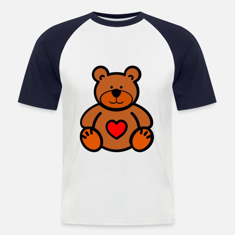 Teddybär - Männer Baseball-T-Shirt - Weiß/Navy