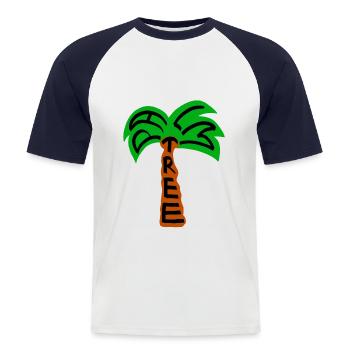 palm tree Palmbaum - Männer Baseball-T-Shirt - Weiß/Navy - Vorne - Nik (191cm)