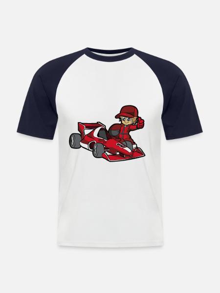 Racing bil pilot rød racerkører søn dreng - Kortærmet herre-baseballshirt - hvid/marineblå
