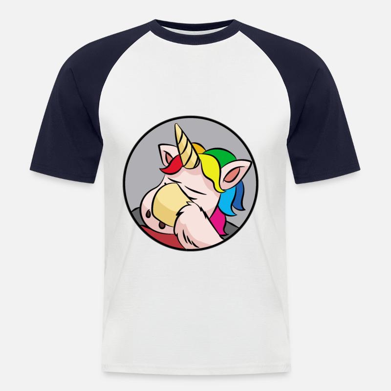Einhorn FACEPALM Meme Nerd - Männer Baseball-T-Shirt - Weiß/Navy