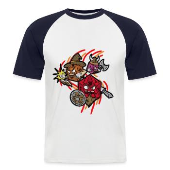 RPG Role Player Games Tabletop cubes guerriers - T-shirt baseball manches courtes Homme - blanc/marine - Devant - Nik (191cm)