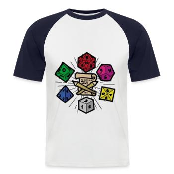 PAPER PEN AND DICE RPG Fantasy Role Playing Game - Männer Baseball-T-Shirt - Weiß/Navy - Vorne - Nik (191cm)