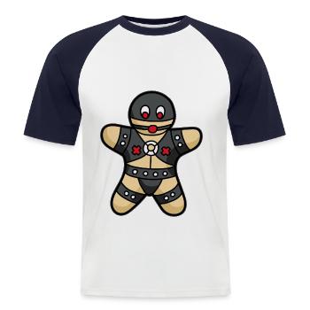 versauter Lebkuchenmann BDSM sadomaso Sklave - Männer Baseball-T-Shirt - Weiß/Navy - Vorne - Nik (191cm)