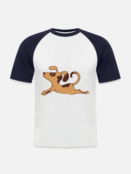 Yoga dog - Men's Baseball T-Shirt - white/navy