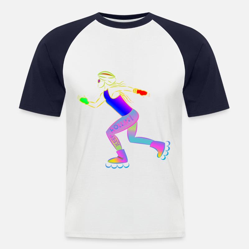 Roller Girl - Keep Rolling - Männer Baseball-T-Shirt - Weiß/Navy