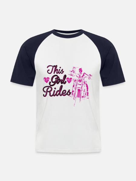 Biker Shirt - Biker Girl - Men's Baseball T-Shirt - white/navy
