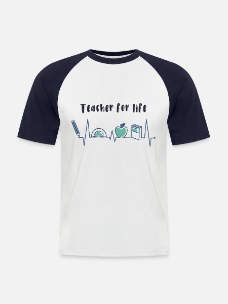 Teacher for life - Men's Baseball T-Shirt - white/navy