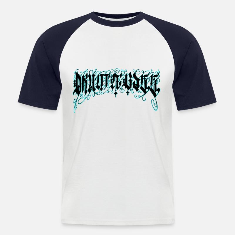 Drum and Bass Design - Männer Baseball-T-Shirt - Weiß/Navy