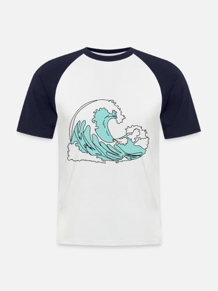 Wave Retro Comic Style - Men's Baseball T-Shirt - white/navy