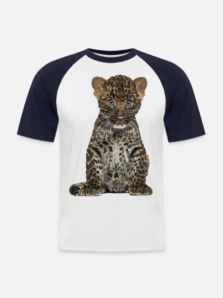 Leopard - Men's Baseball T-Shirt - white/navy