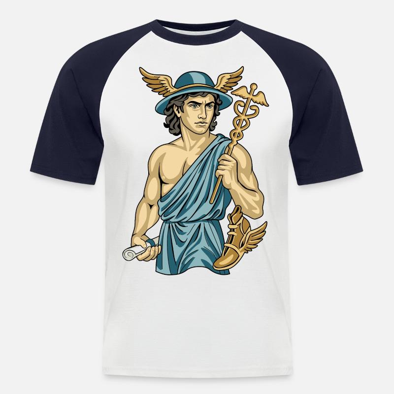 Hermes - Männer Baseball-T-Shirt - Weiß/Navy