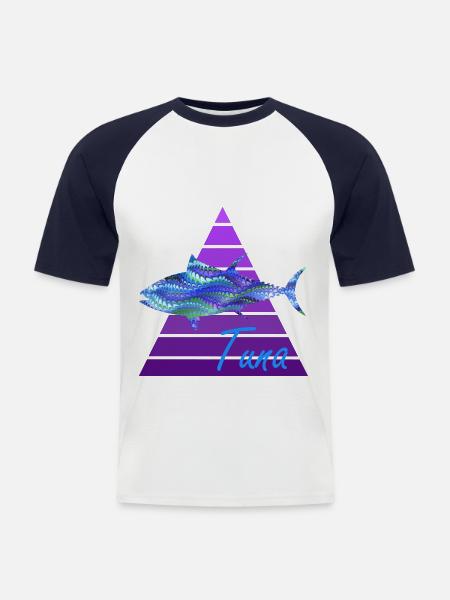 tuna e 103 - Men's Baseball T-Shirt - white/navy