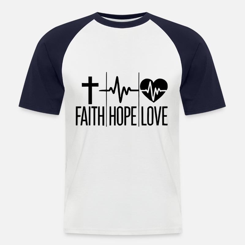 Glaube, Hoffnung und Liebe - Männer Baseball-T-Shirt - Weiß/Navy