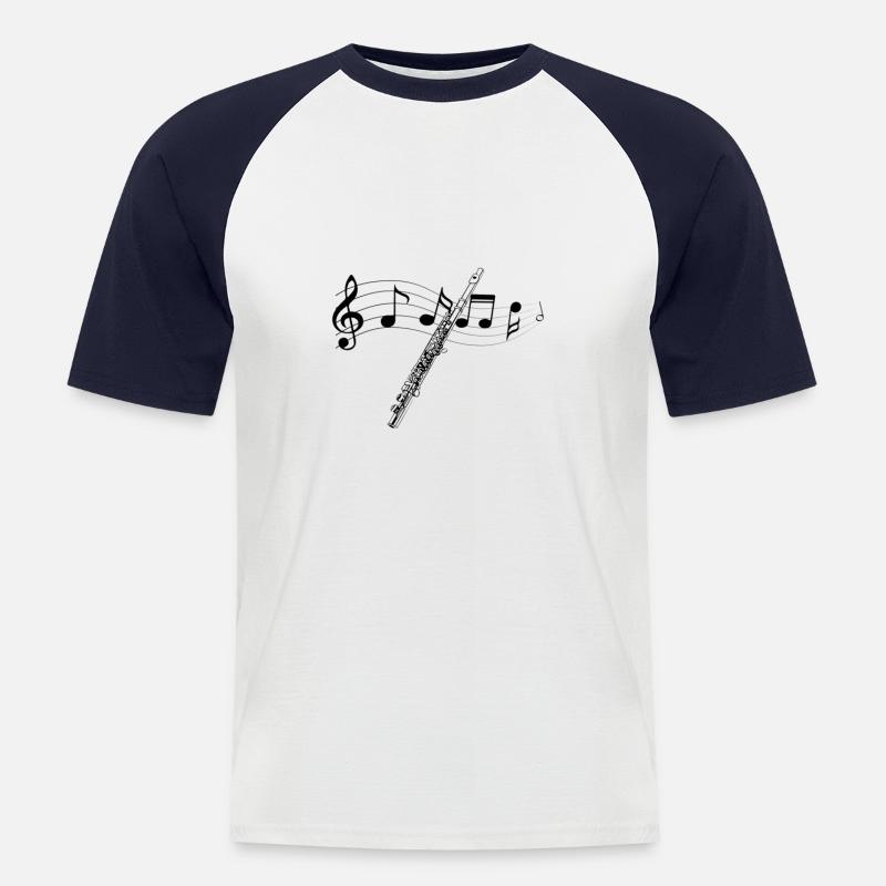 Querflöte / Flute - Männer Baseball-T-Shirt - Weiß/Navy