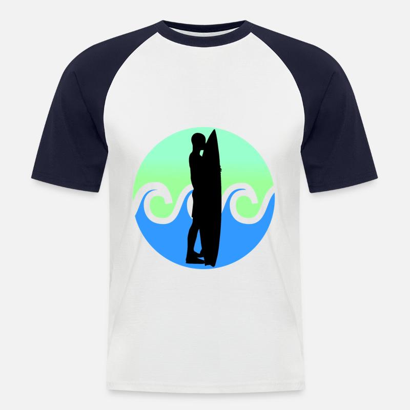 Surfer - Surfen - Männer Baseball-T-Shirt - Weiß/Navy