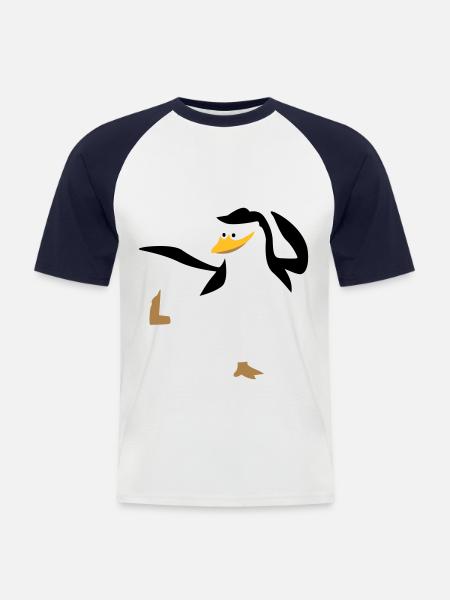 Penguin doing karate sport - Men's Baseball T-Shirt - white/navy