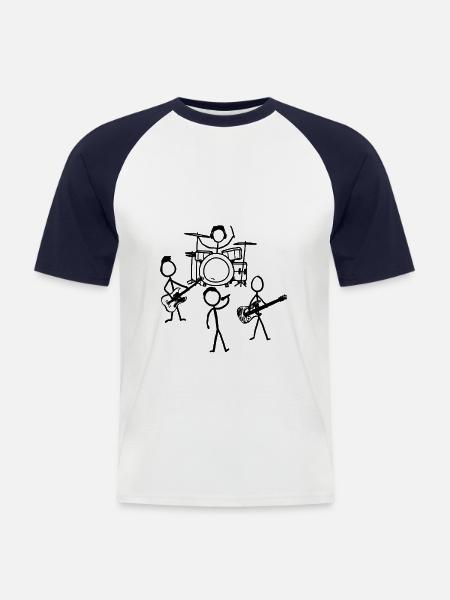 Band. Music. Outline. - Männer Baseball-T-Shirt - Weiß/Navy