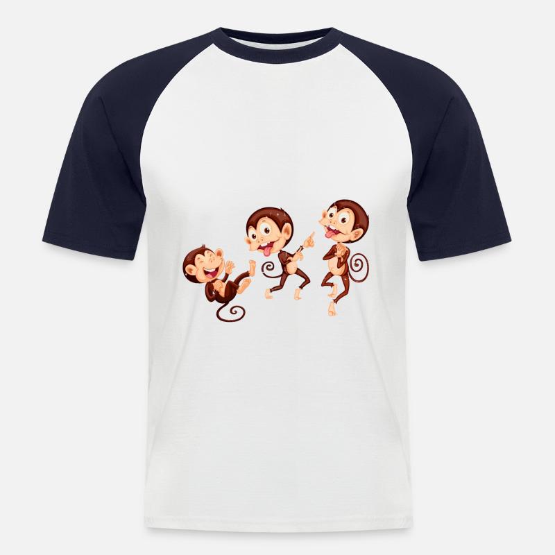 Three Monkeys. Drei Äffchen. - Männer Baseball-T-Shirt - Weiß/Navy