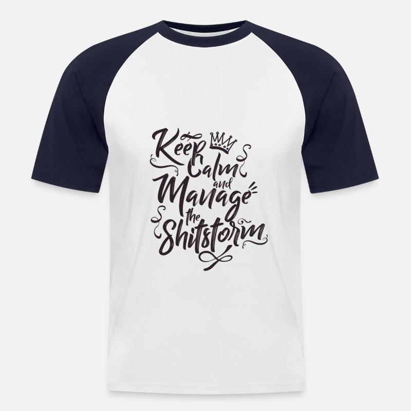 Keep calm - Männer Baseball-T-Shirt - Weiß/Navy