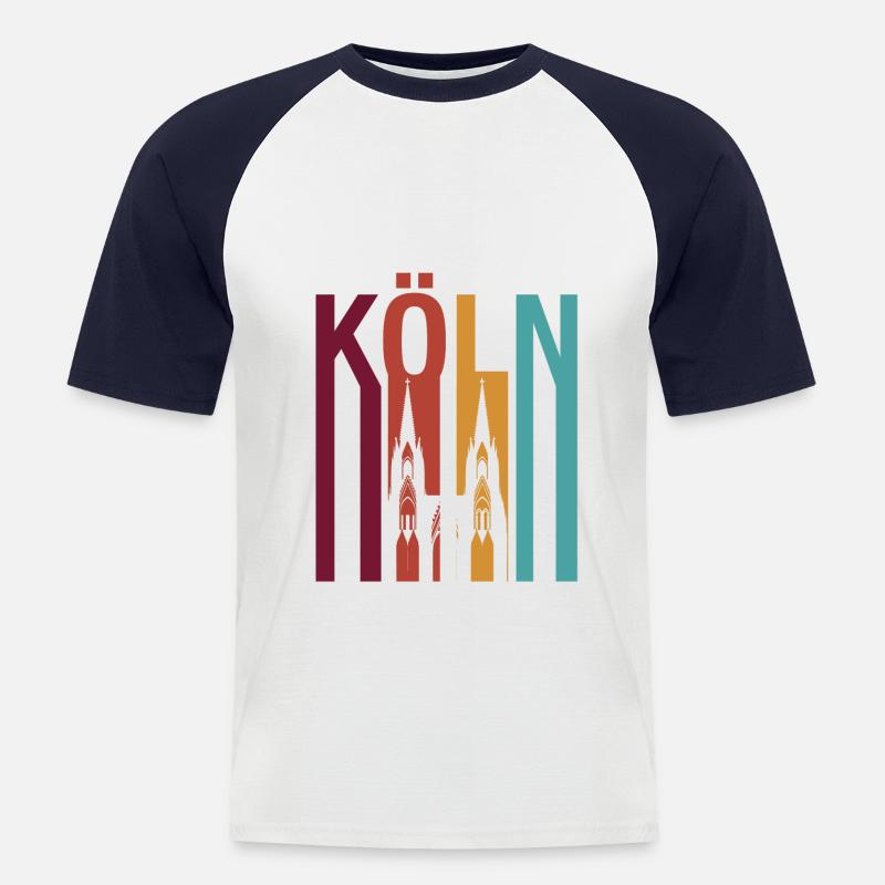 Köln - Männer Baseball-T-Shirt - Weiß/Navy