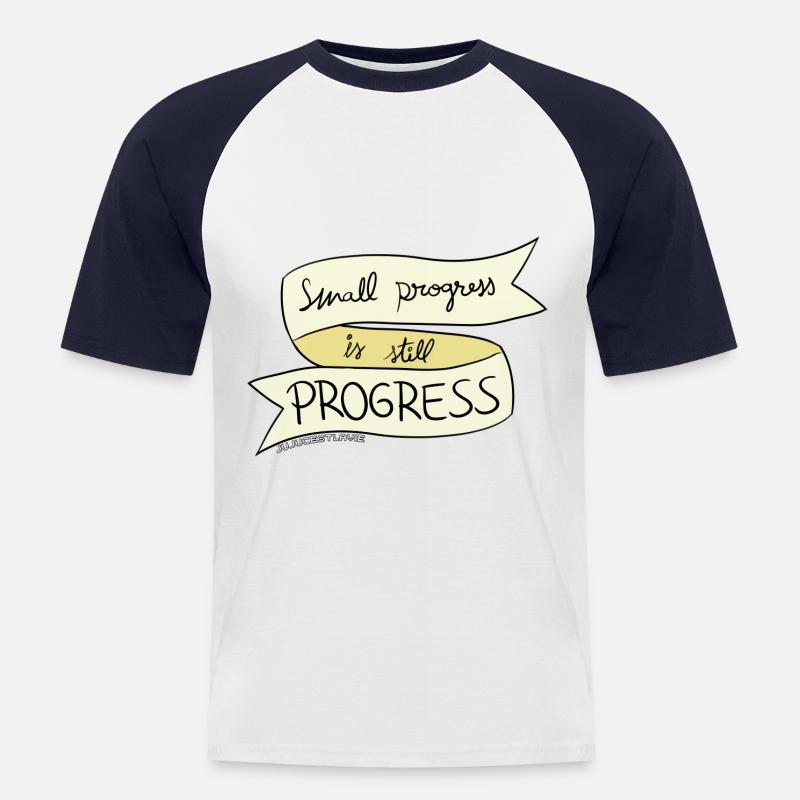 Small progress is PROGRESS - Men's Baseball T-Shirt - white/navy