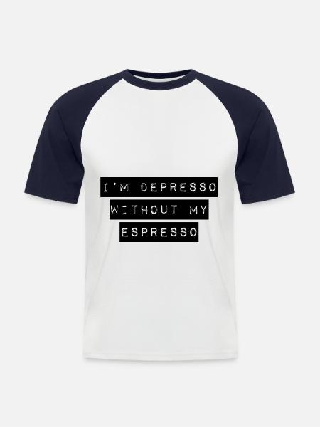 Espresso depresso gift coffee - Men's Baseball T-Shirt - white/navy