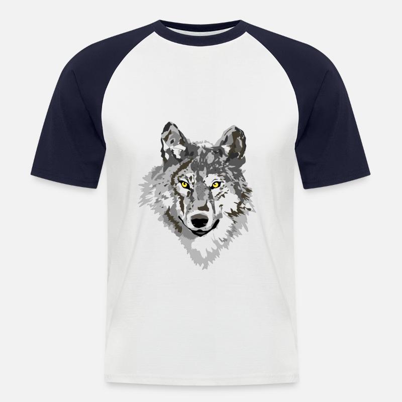 Wolf dark - Männer Baseball-T-Shirt - Weiß/Navy