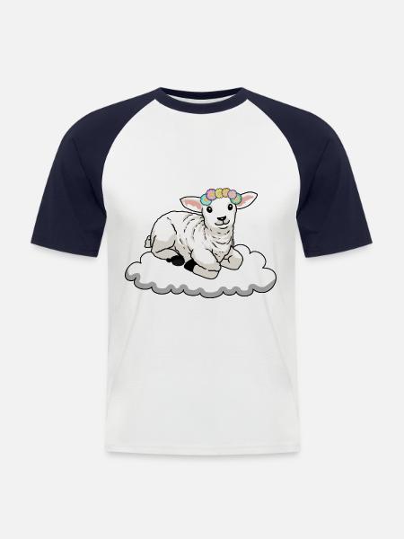 Schaf Schafe - Männer Baseball-T-Shirt - Weiß/Navy