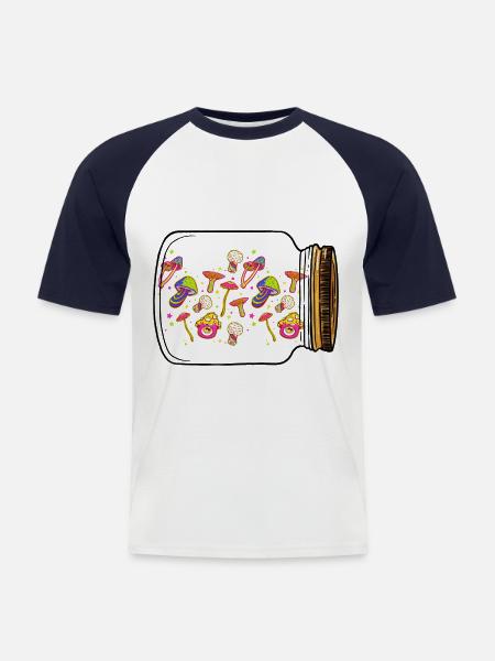 Champignons d’Halloween - T-shirt baseball manches courtes Homme - blanc/marine
