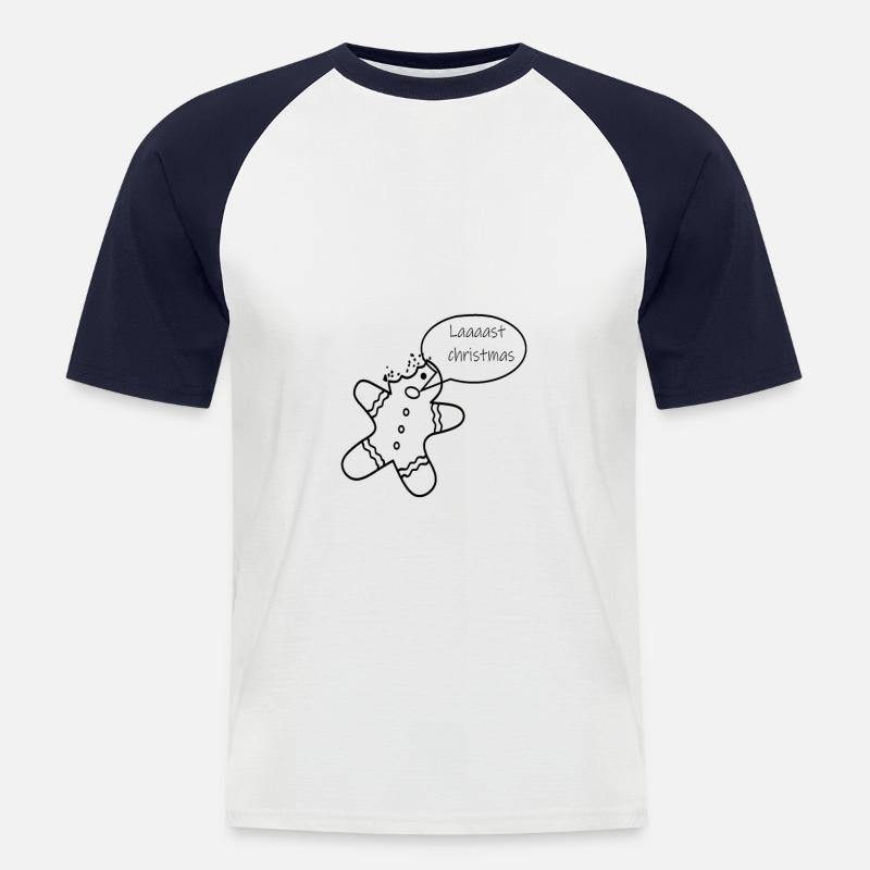 Last Christmas Lebkuchenmann - Männer Baseball-T-Shirt - Weiß/Navy