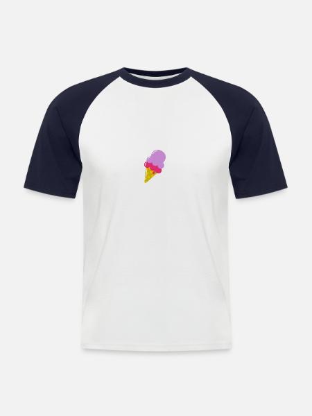 Sommer - Männer Baseball-T-Shirt - Weiß/Navy