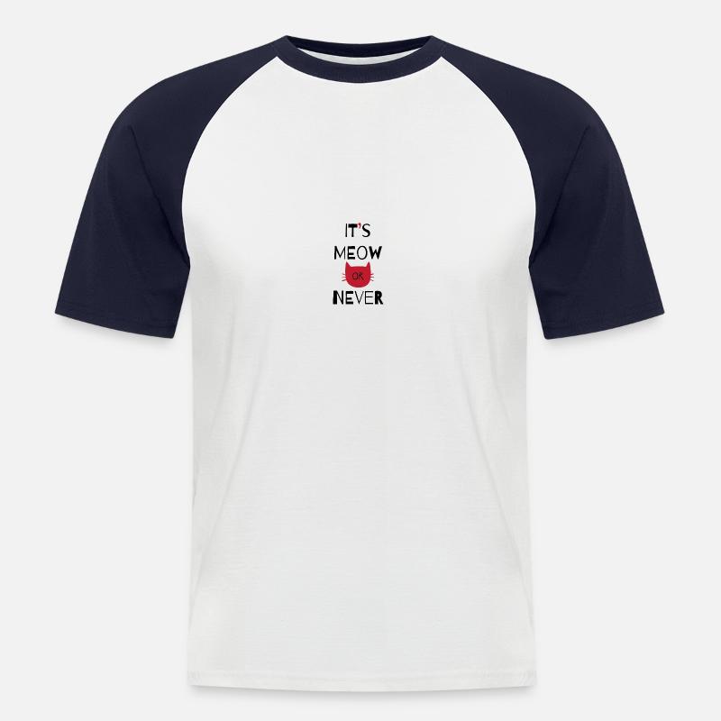 Katze - Männer Baseball-T-Shirt - Weiß/Navy